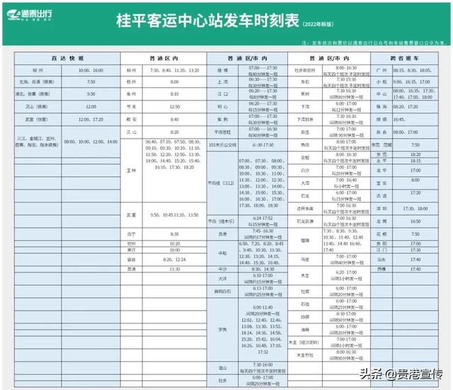 出行必备！贵港市2022年新版班车时刻表来了