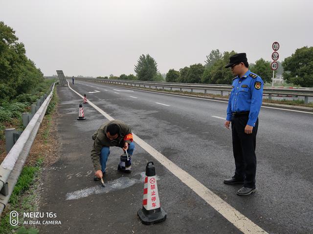 高速公路路面喷涂小广告，被城管查处罚300元