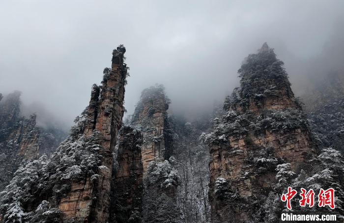 湖南张家界春雪纷飞